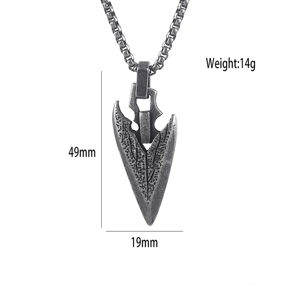 Arrowhead pendant necklace size specifications - 49mm height 19mm width measurement chart