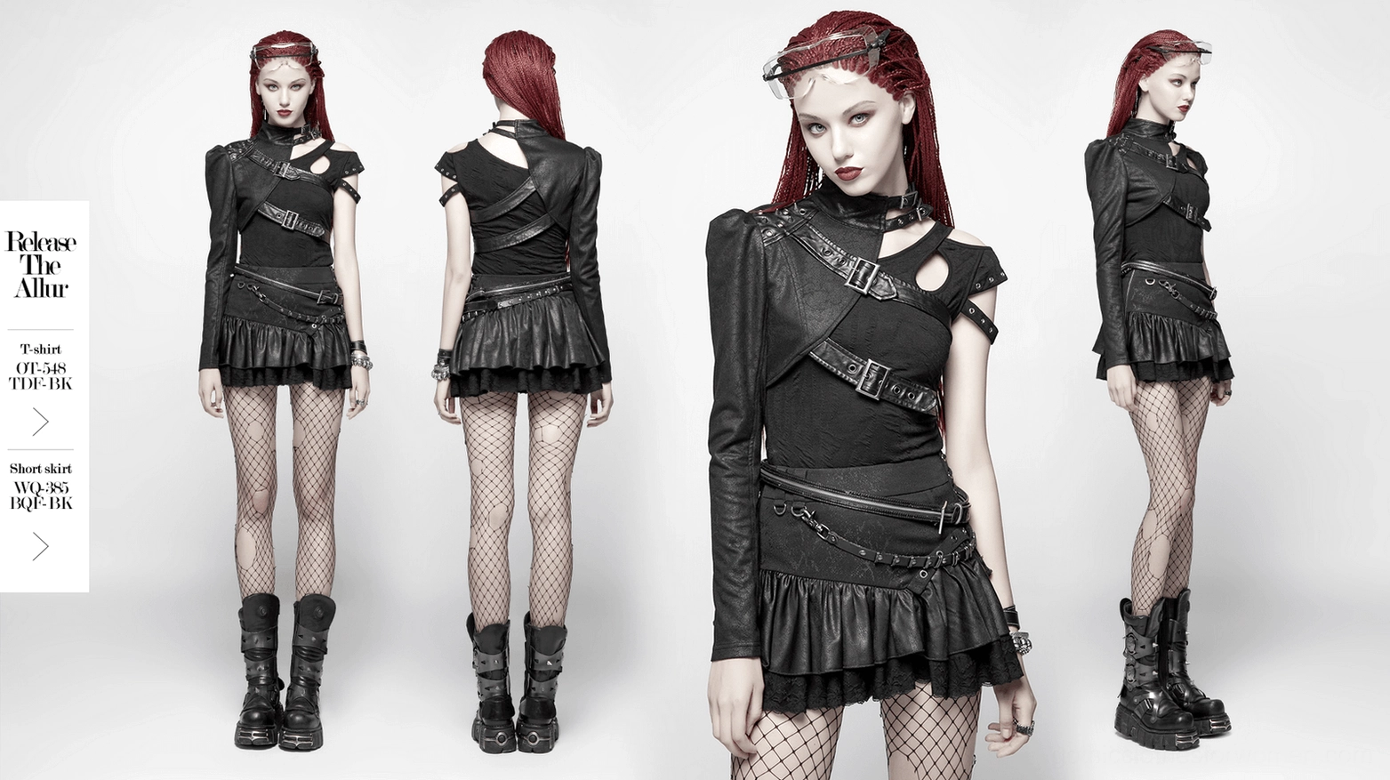 Asymmetrical gothic jacket with metal accents - contemporary goth fashion statement piece