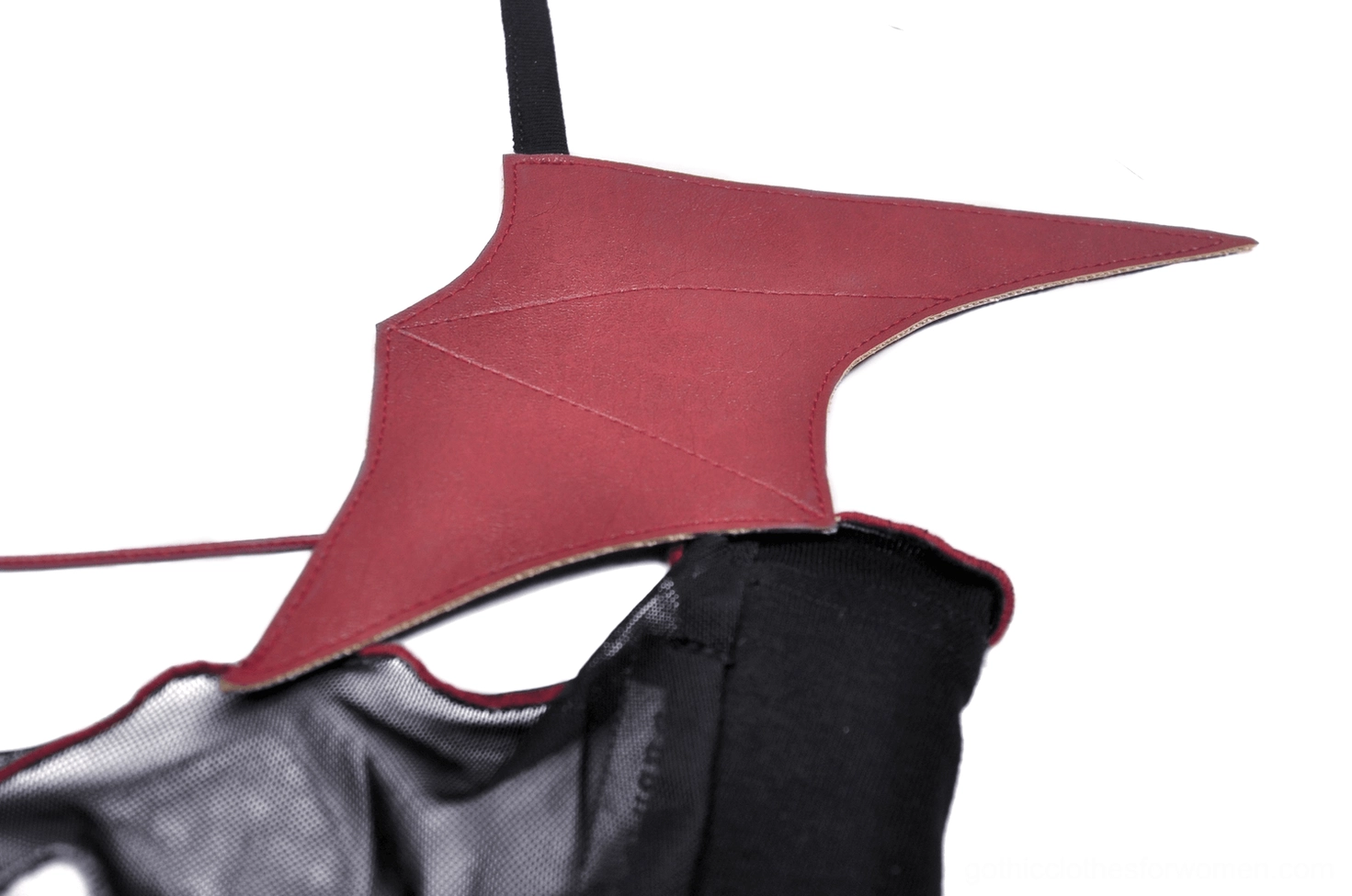Black batwing gothic crop top additional styling view demonstrating fit and silhouette on model