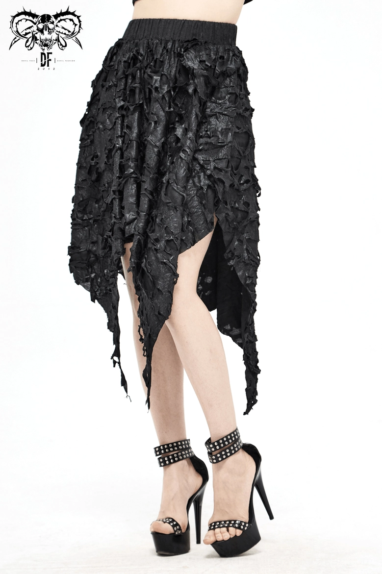 Black asymmetric gothic skirt additional styling view, alternative fashion piece, dark romantic silhouette