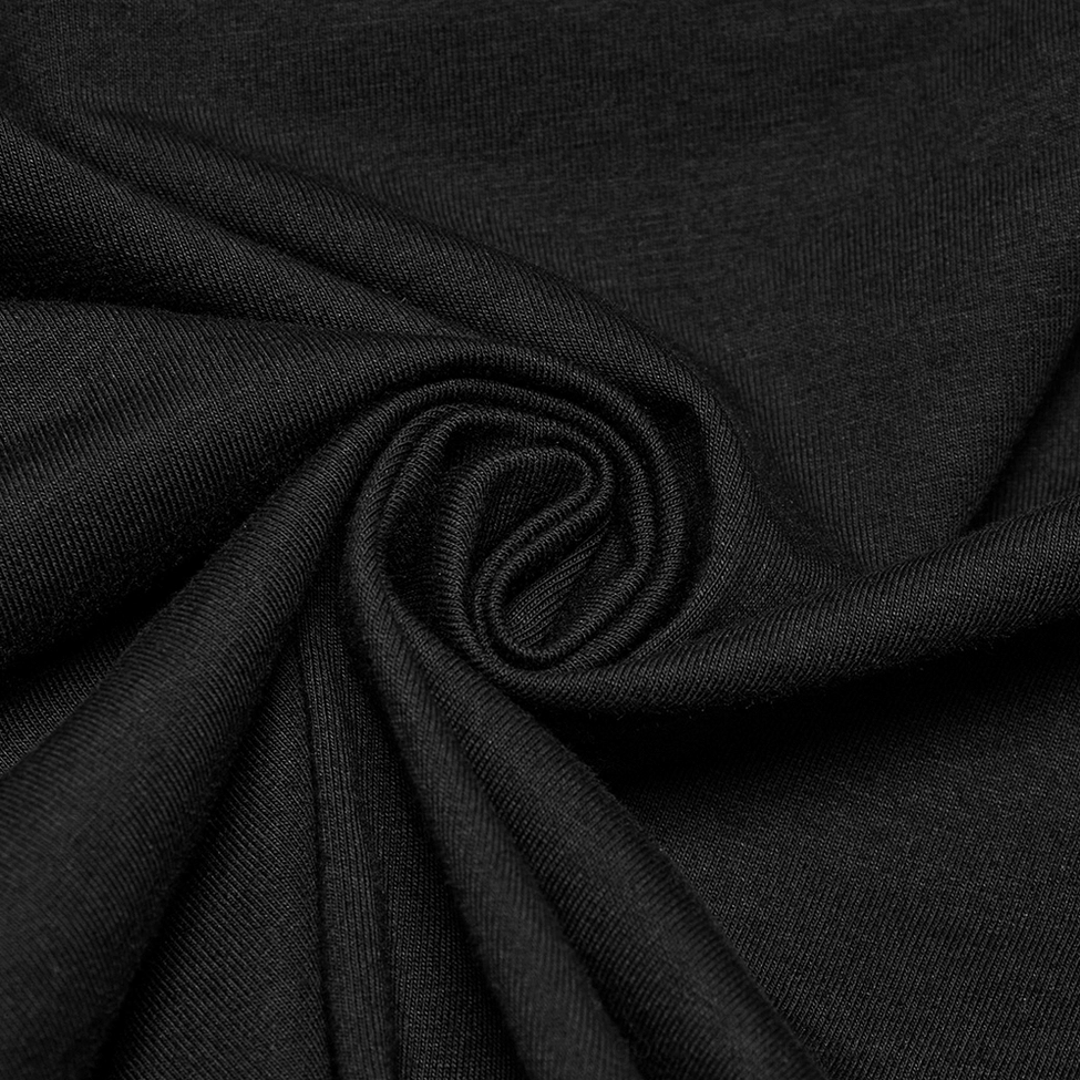 Black asymmetrical gothic mesh sweatshirt showcasing punk hardware accents, metal buckles, and alternative fashion design elements for dark aesthetic