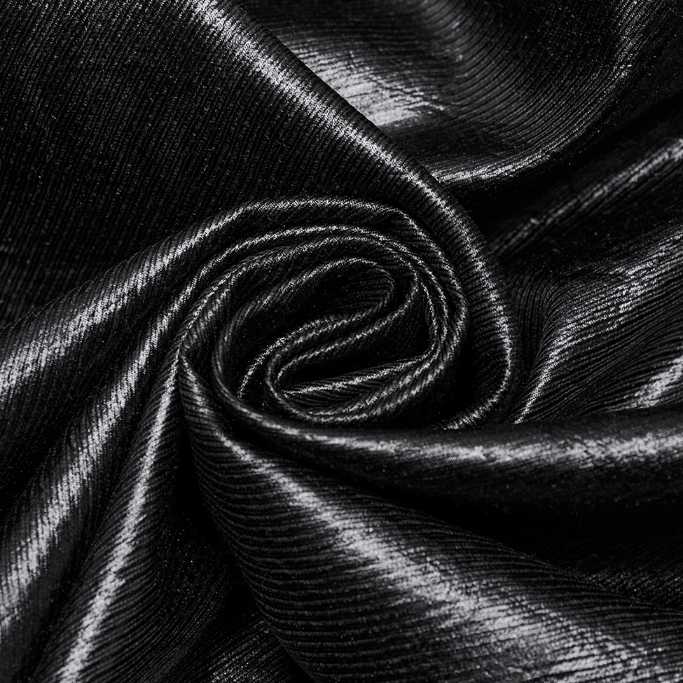 Black asymmetrical faux leather skirt side panel elasticated detail close-up