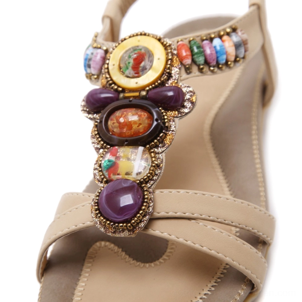 Black beaded gothic sandal showing heel height measurement and gemstone embellishment overall view