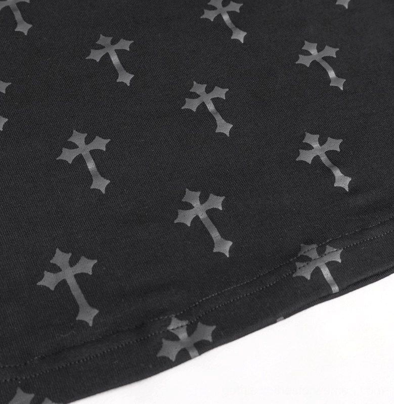 Black cross gothic blouse alternative angle view displaying design elements and overall construction quality