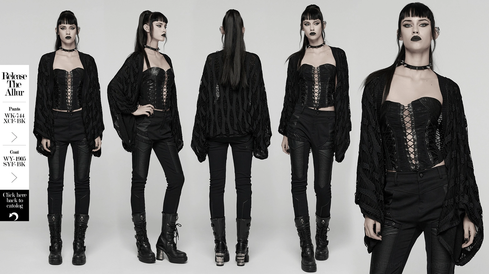 Black destroyed knit punk cardigan - hero shot showcasing exaggerated raglan sleeves and destroyed texture