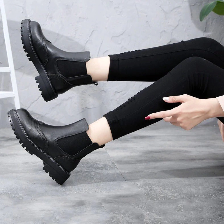 Genuine cow leather gothic Chelsea boots in rich black shade for dark fashion aesthetic