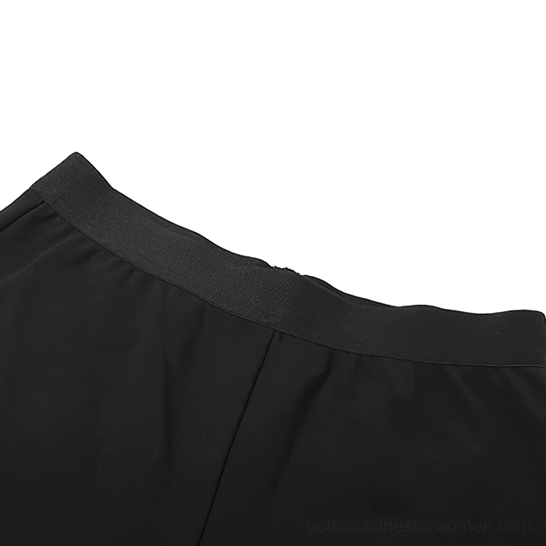 Black asymmetric halter goth mini dress three-quarter sleeve detail
