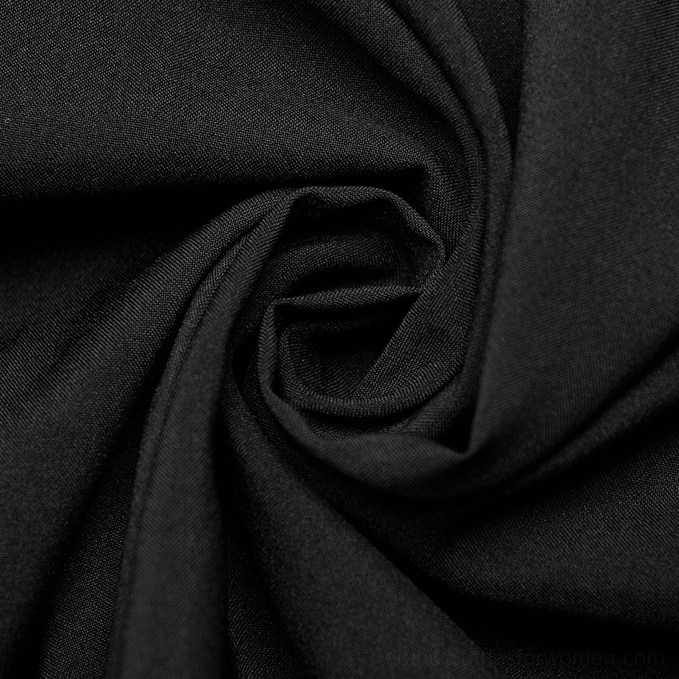 Black gothic A-line maxi skirt full length view displaying floor-length silhouette and ruffle design