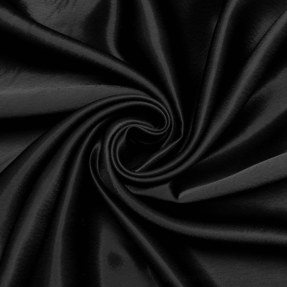 Black satin fabric texture close-up showing glossy drape and surface finish