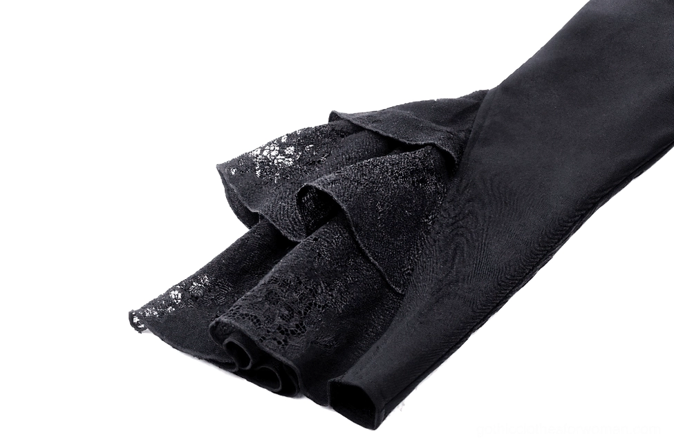Black Victorian gothic lace blouse layered styling demonstration showing versatile wear options with gothic and steampunk fashion elements