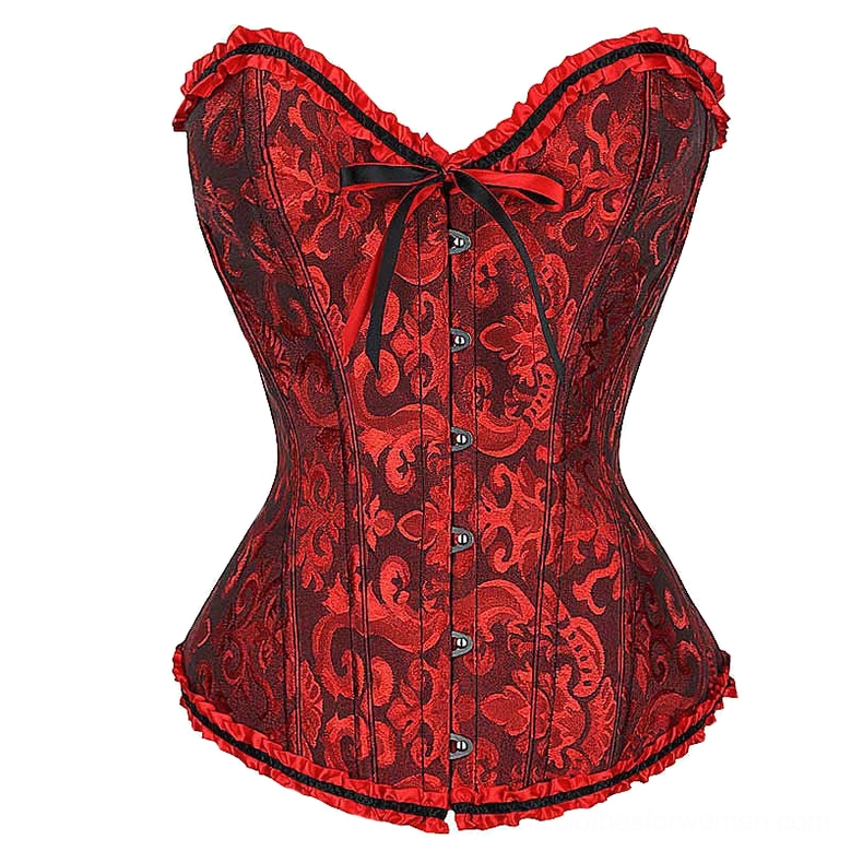 Black gothic bustier corset ruffled hem trim delicate lace finishing