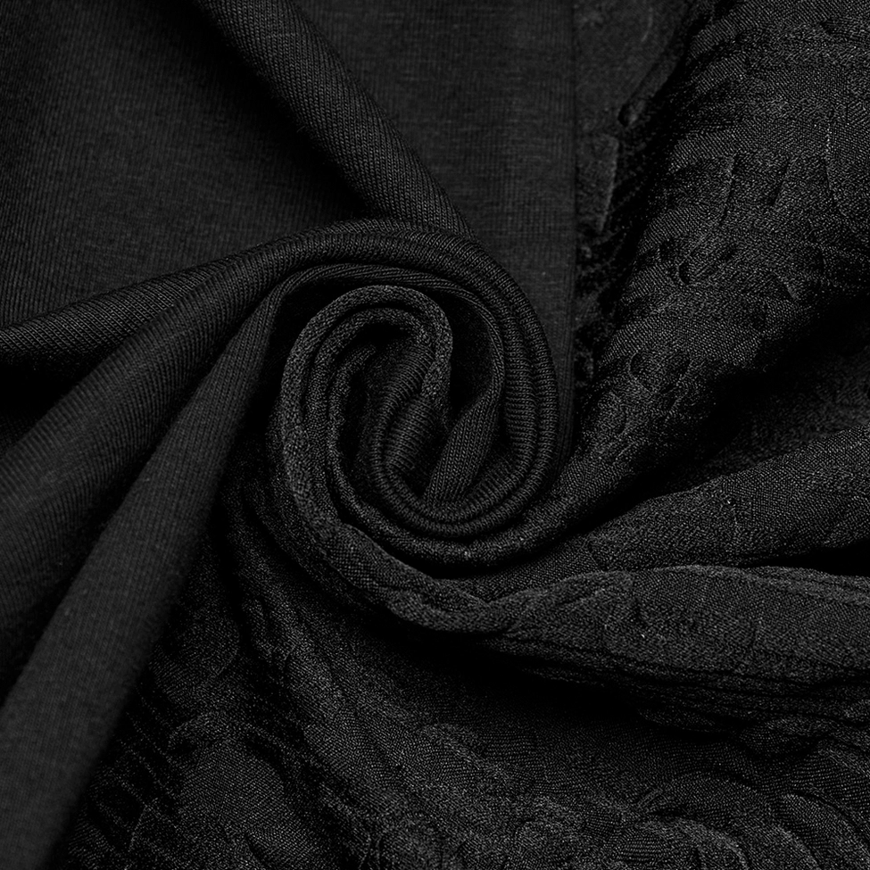 Black gothic cheongsam dress detailed view of construction and craftsmanship