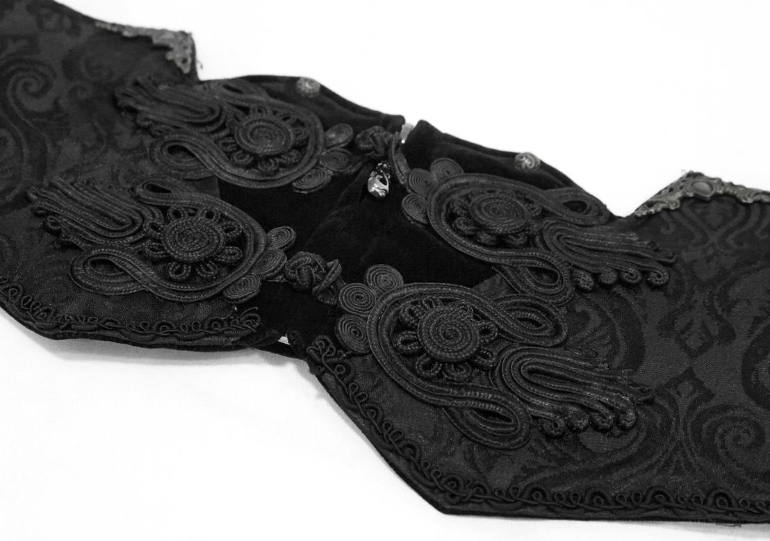 Black gothic mens corset belt alternative angle showing construction quality and ornate embellishments