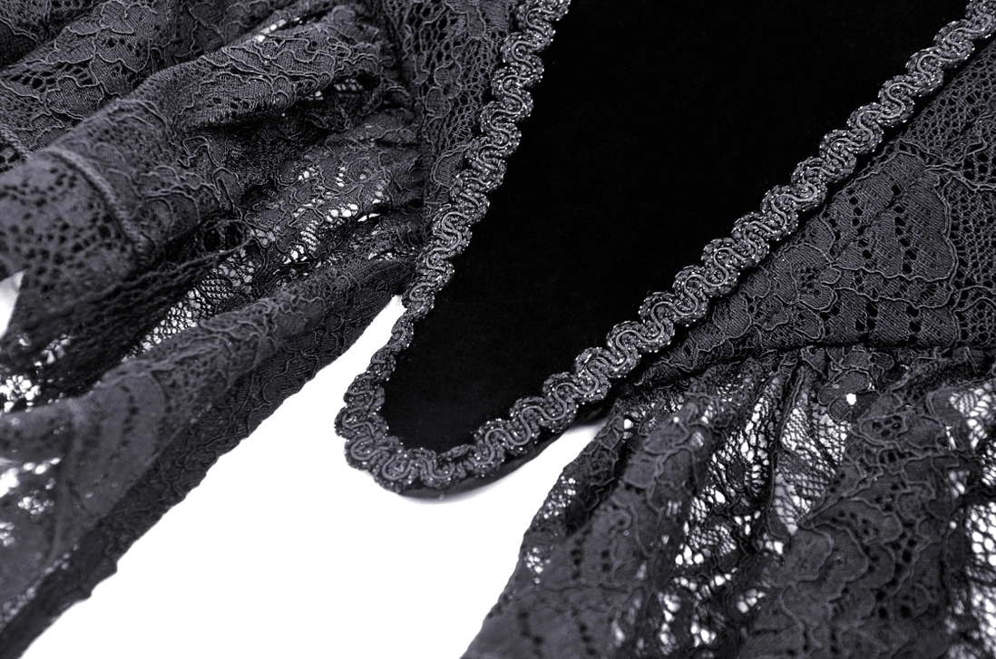Black velvet lace gothic corset sizing and measurement guide reference image
