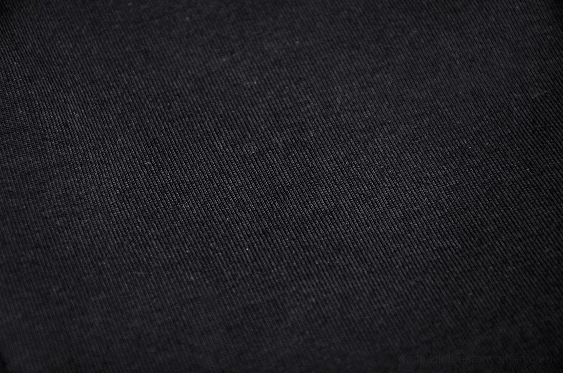 Black gothic crop top material close-up, premium mesh and cotton-spandex blend fabric