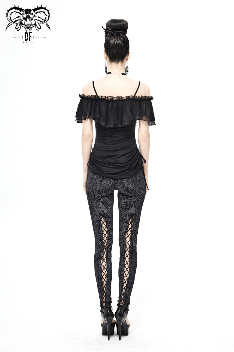 Black off-shoulder gothic mini dress overall silhouette and fit demonstration