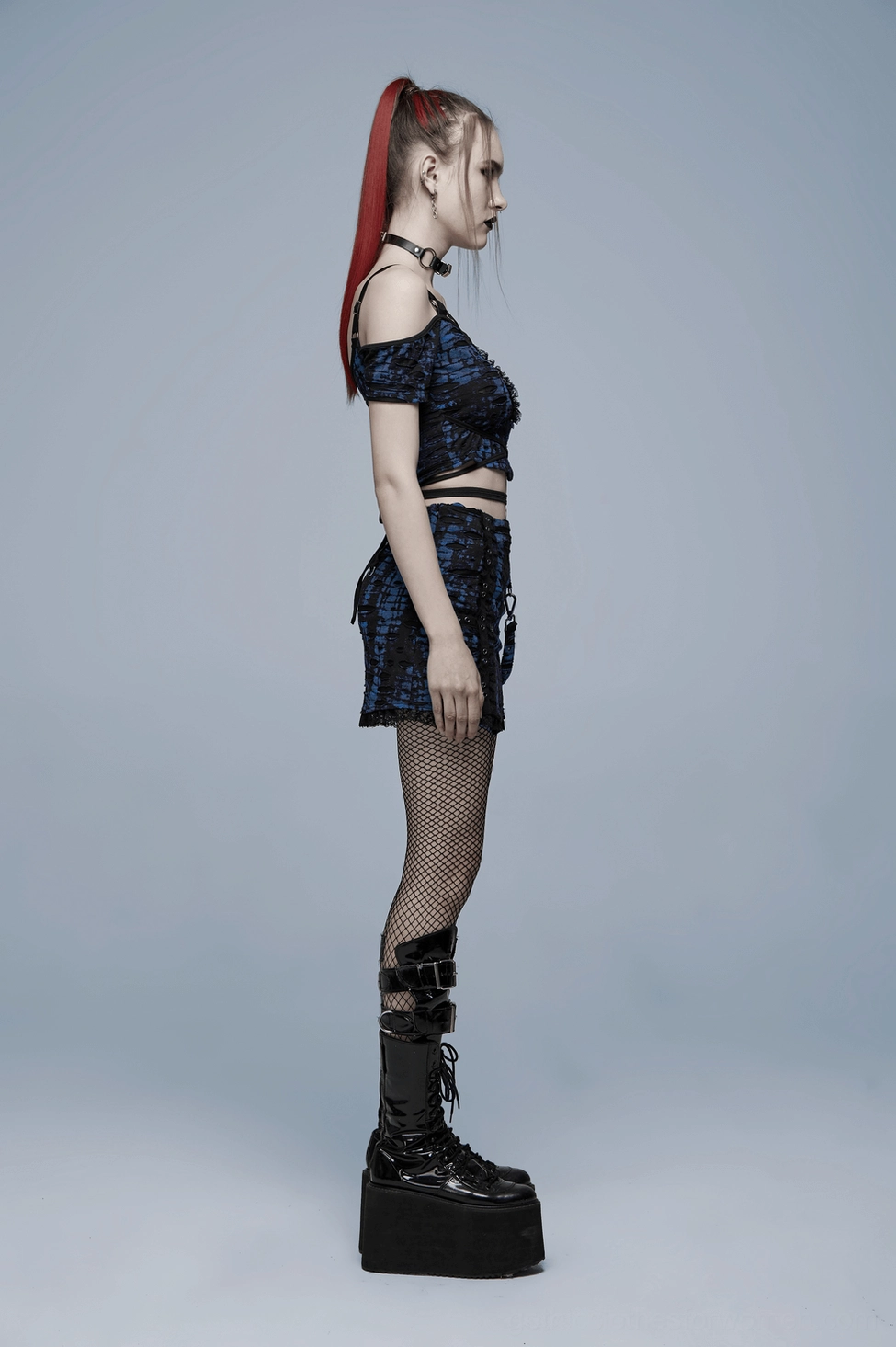 Black gothic crop top styling guide, harness detail and cropped silhouette for alternative fashion wear