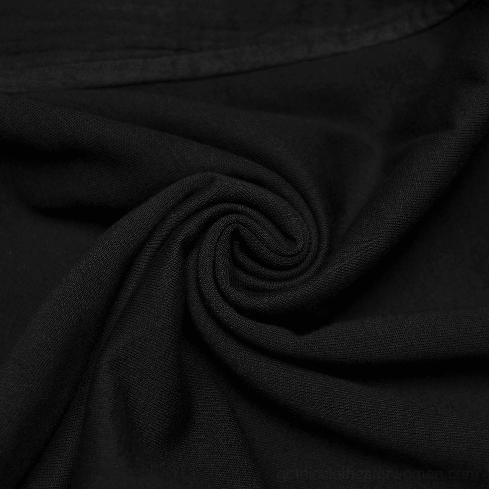 Black gothic hooded cape shawl vest full mannequin display, theatrical draping and alternative fashion silhouette