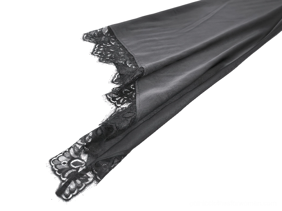 Black gothic lace kimono bell sleeve midi dress full length styling on model