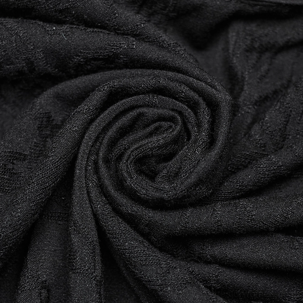 Black gothic lace applique blouse additional styling detail showcasing fabric texture, construction quality, and overall garment craftsmanship