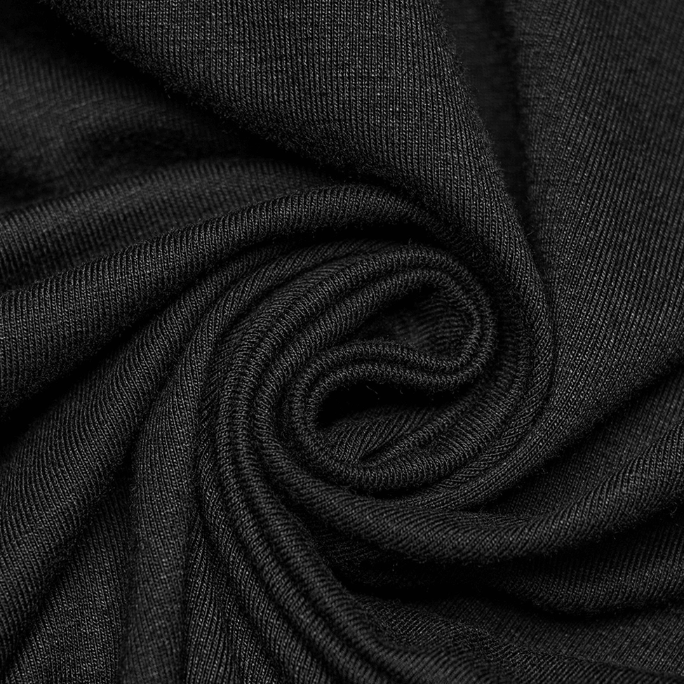 Black gothic lace maxi dress full-length detail showing floor-grazing hem and fitted silhouette