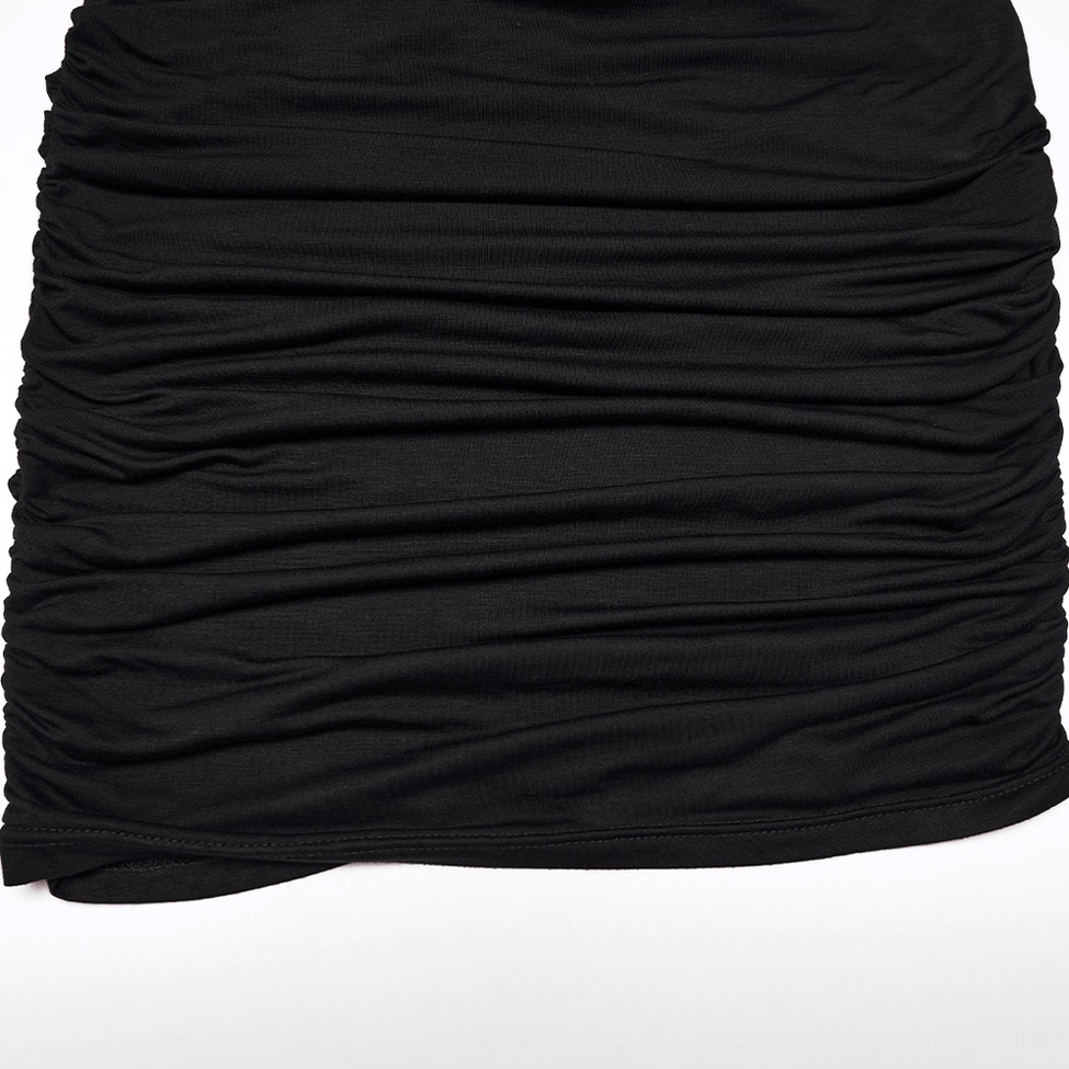 Black gothic lace-up slip dress sizing and styling reference on model