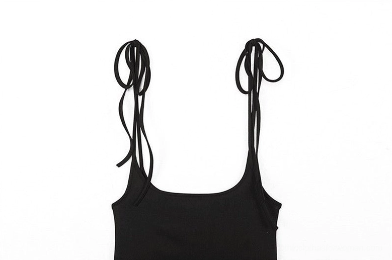 Black gothic mini skirt loose shoulder straps relaxed fit