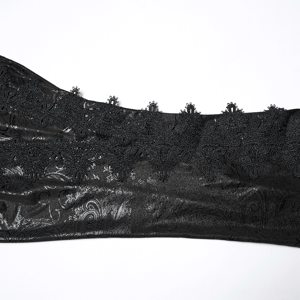 Black gothic flared pants peplum overlay styling detail view
