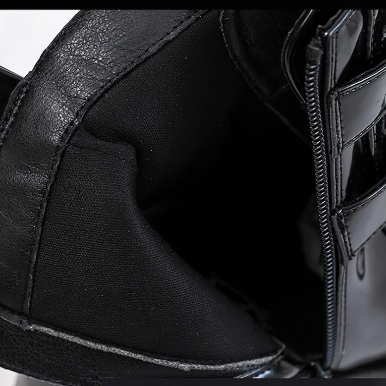 Black gothic platform boots women multiple buckle straps ankle support