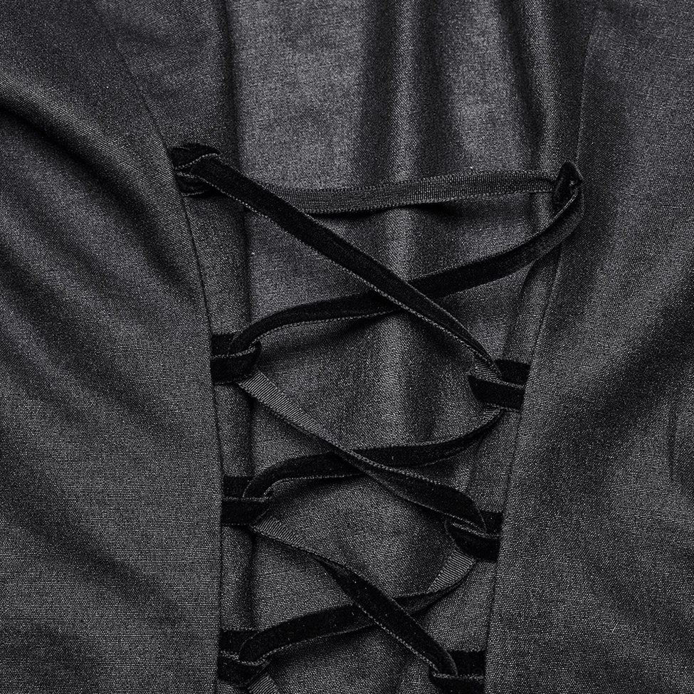 Black gothic pleated blouse full length silhouette showcasing architectural pleat structure and overall fitted design