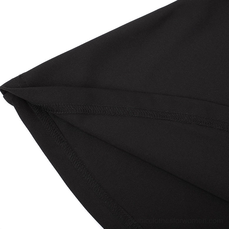 Black Gothic Pleated Mini Dress Flat Lay - Complete Garment Overview with All Design Elements