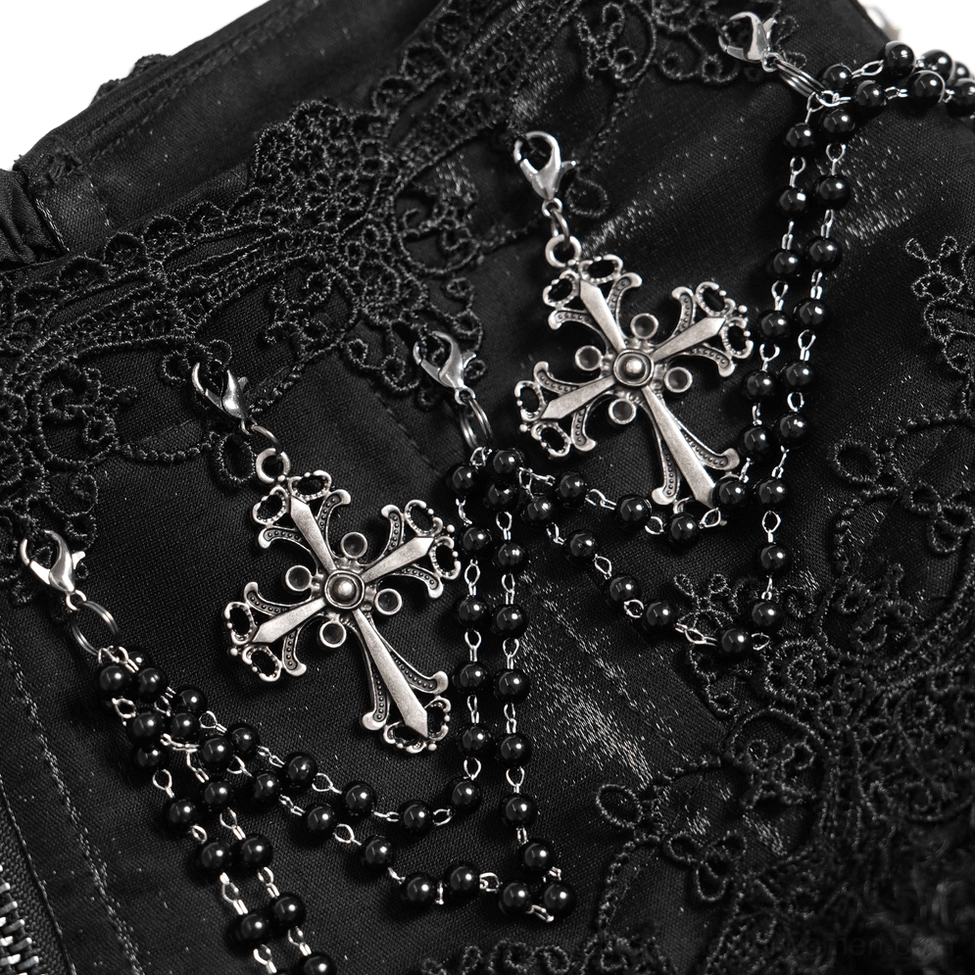 Black gothic ruffle maxi skirt full back view showing tiered ruffles and dramatic silhouette
