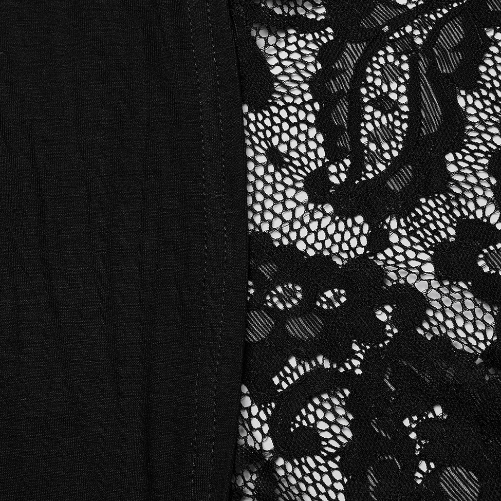 Intricate black floral mesh lace pattern detail from gothic maxi skirt