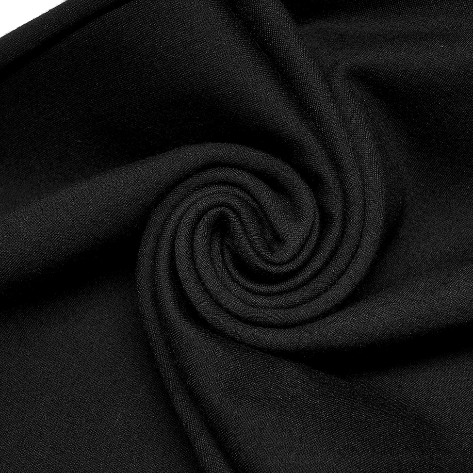 Black gothic dragon embroidered asymmetric skirt styling detail with metal chain accent