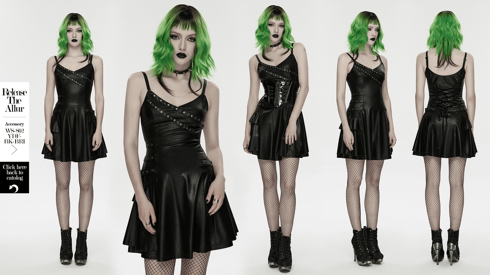 Black gothic slip dress model wear showcasing dark romantic goth fashion aesthetic