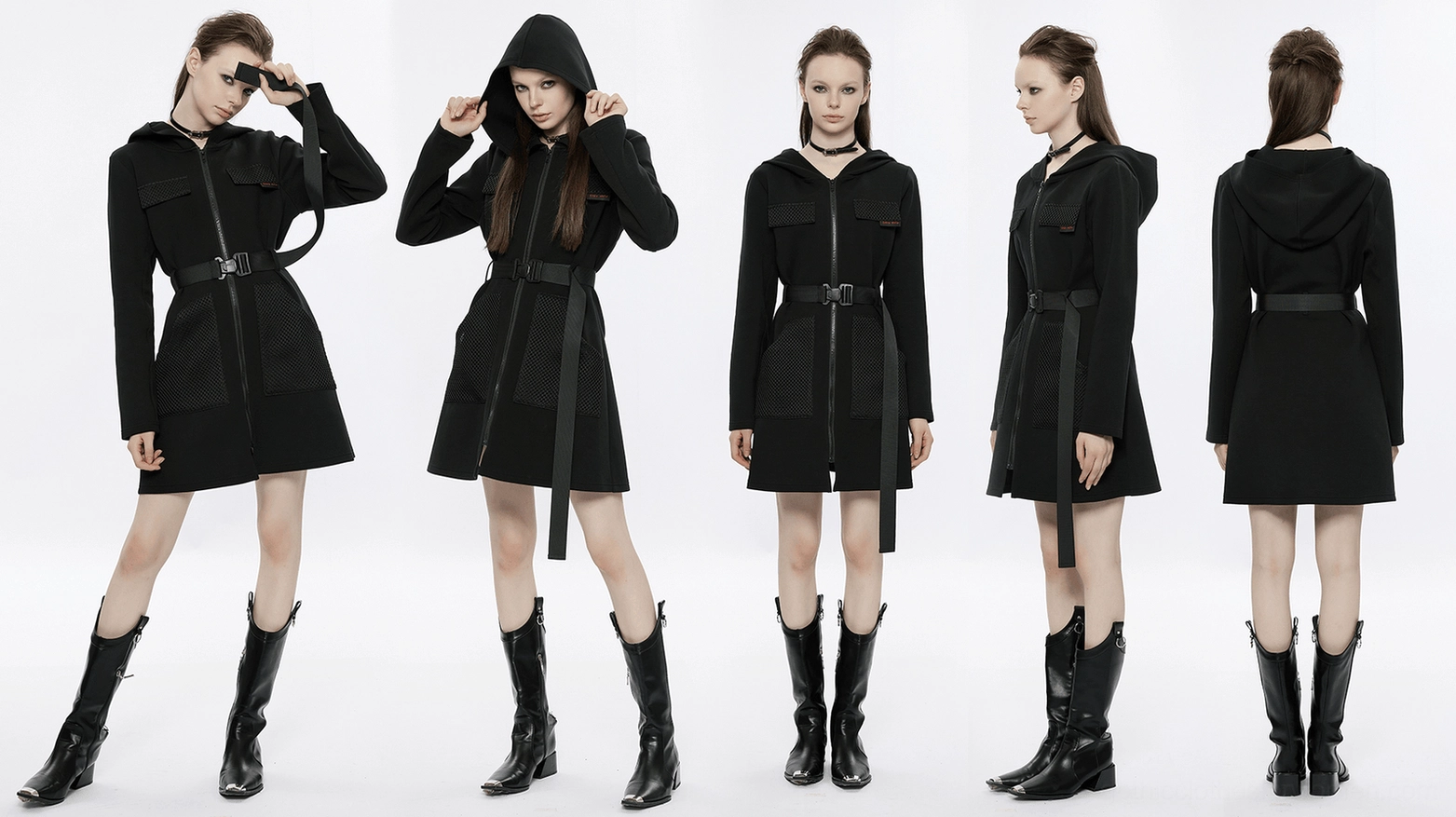 Black gothic tactical dress size and fit reference with measurements guide