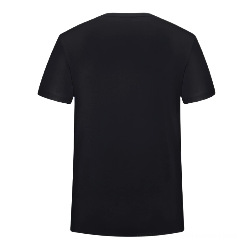 Black short sleeve gothic t-shirt back view showing plain fabric and crew neckline on flat product display