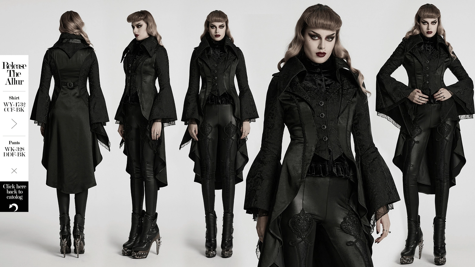 Black jacquard lace gothic tailcoat elegant dark fashion statement