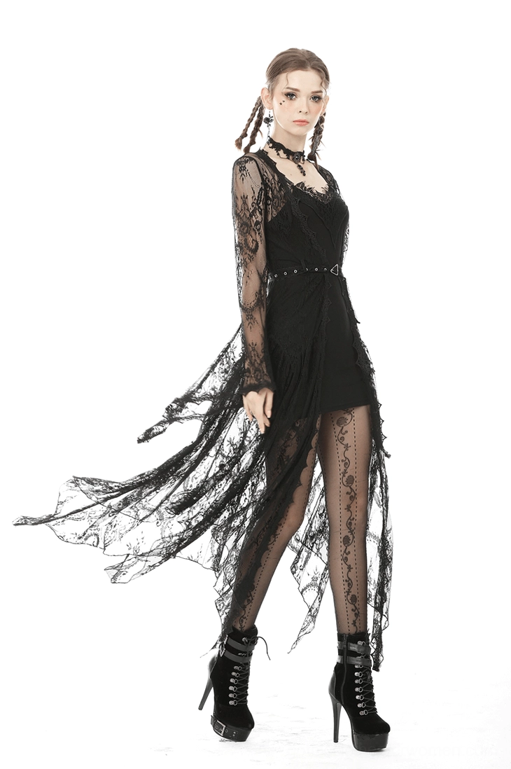 Alternative angle of black lace bodycon dress showing fabric stretch capability and bodycon fit characteristics