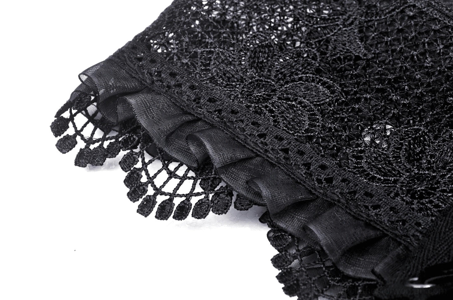 Black lace corset waist belt full product showcase displaying construction quality, fit silhouette, and all design elements including eyelets