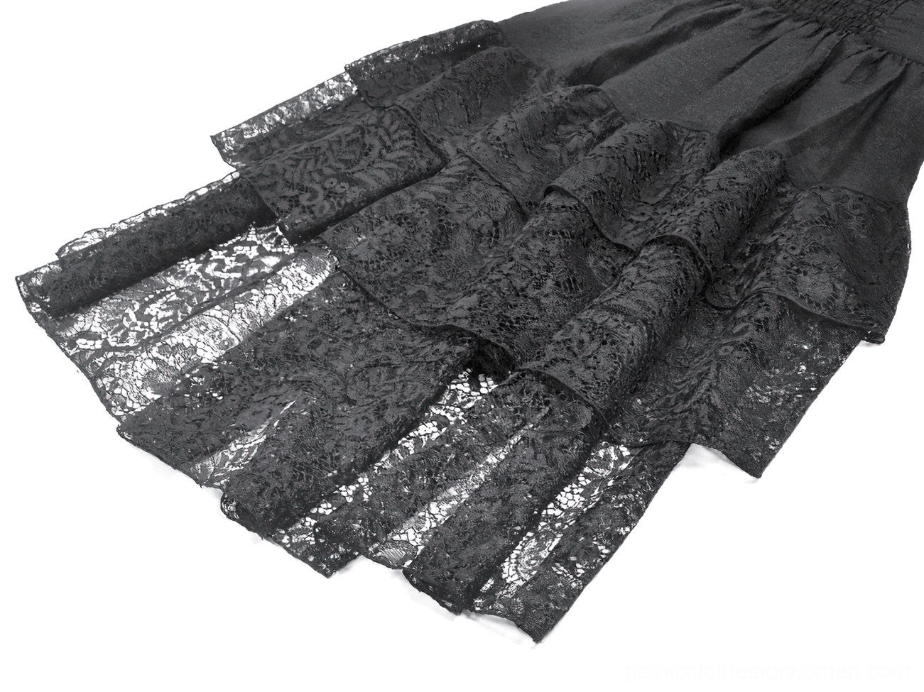 Black lace gothic dress lace texture closeup - Victorian floral lace pattern detail and craftsmanship