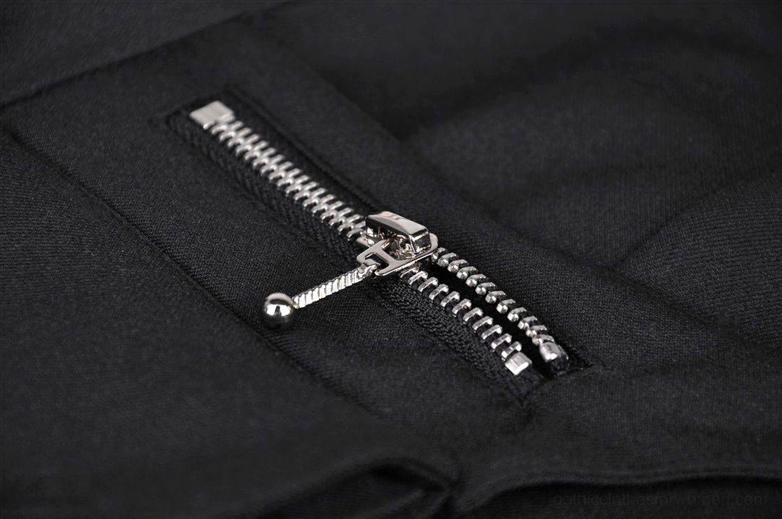 Upper waist and lacing detail of black gothic maxi skirt demonstrating metal eyelet construction and adjustable lace-up system