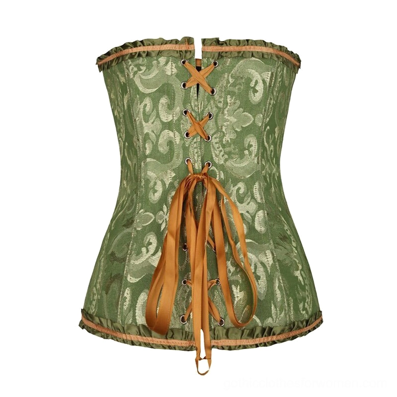 Black lace-up gothic corset bustier with thong set full body view