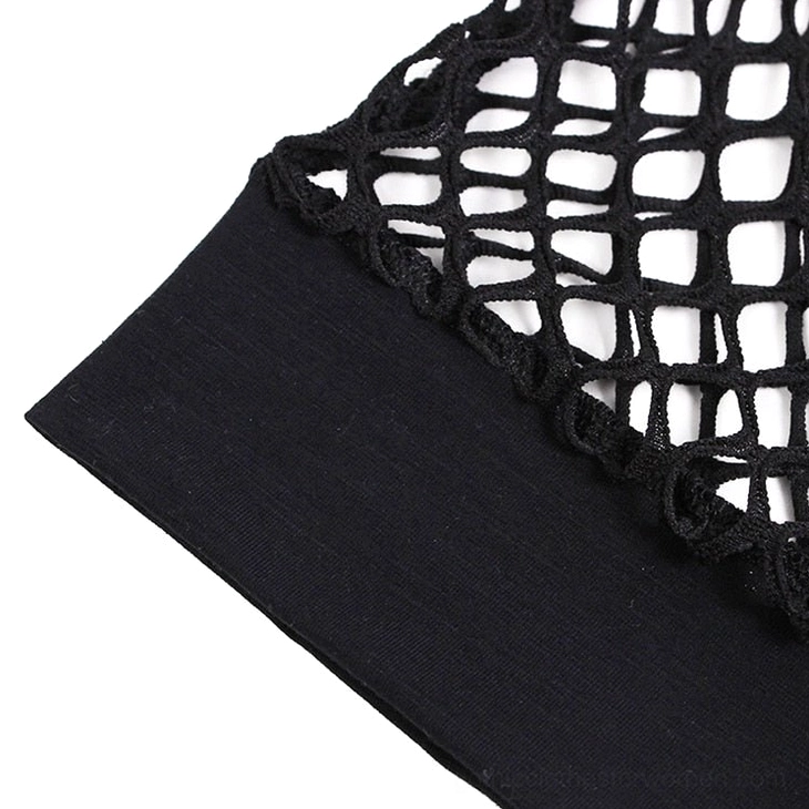 Black mesh fishnet crop top care and maintenance detail shot