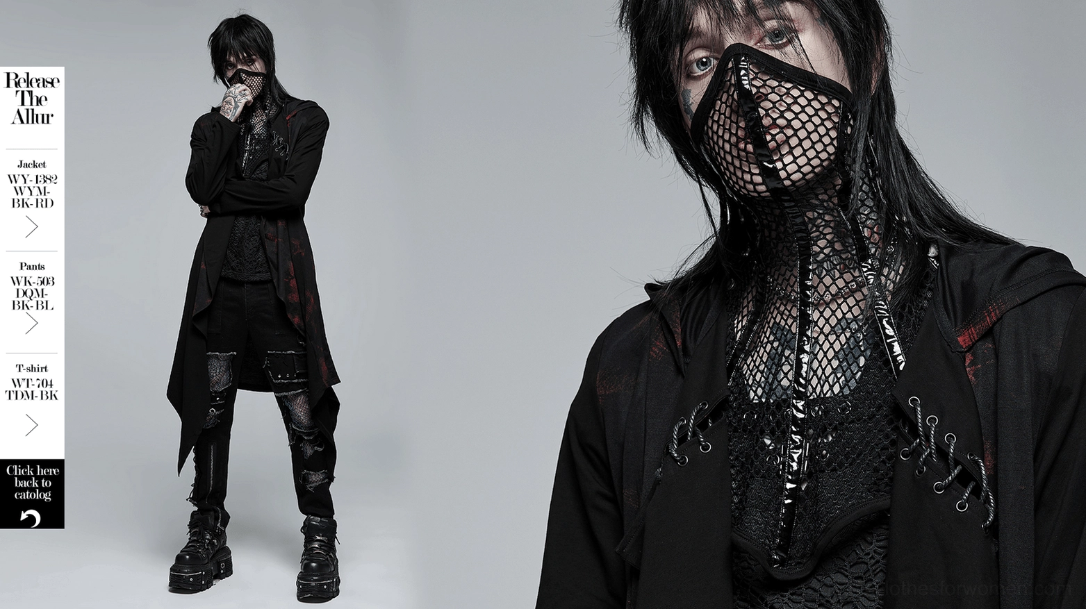 Black mesh gothic choker collar product shot two displaying design details and contemporary goth aesthetic