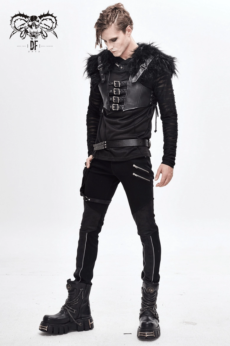 Product photography of black metal chain gothic belt emphasizing industrial design and alternative fashion aesthetic