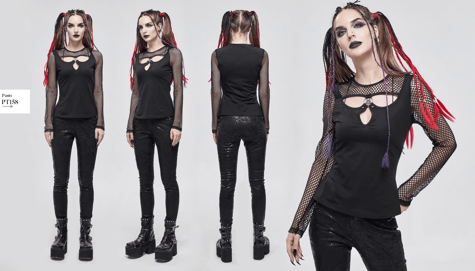 Black pentagram mesh long sleeve gothic top care and maintenance tips showing product durability