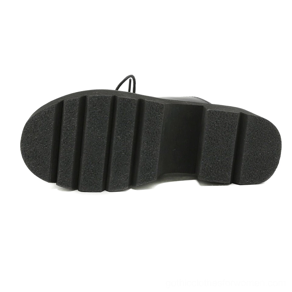 Black platform lace-up mule sandals lifestyle angle showing gothic punk aesthetic appeal