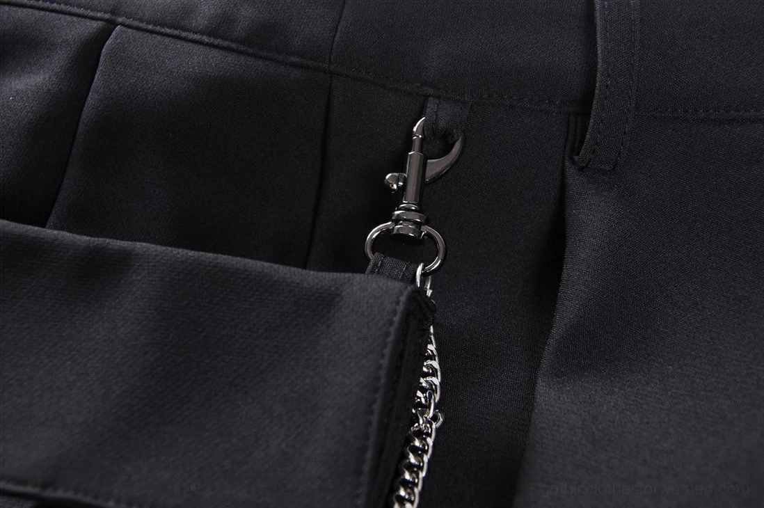 Black pleated gothic mini skirt demonstrating high-waisted silhouette and structured pleat design
