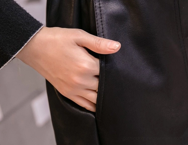 Black faux leather high-waist wide-leg shorts with paperbag waist, front full product display